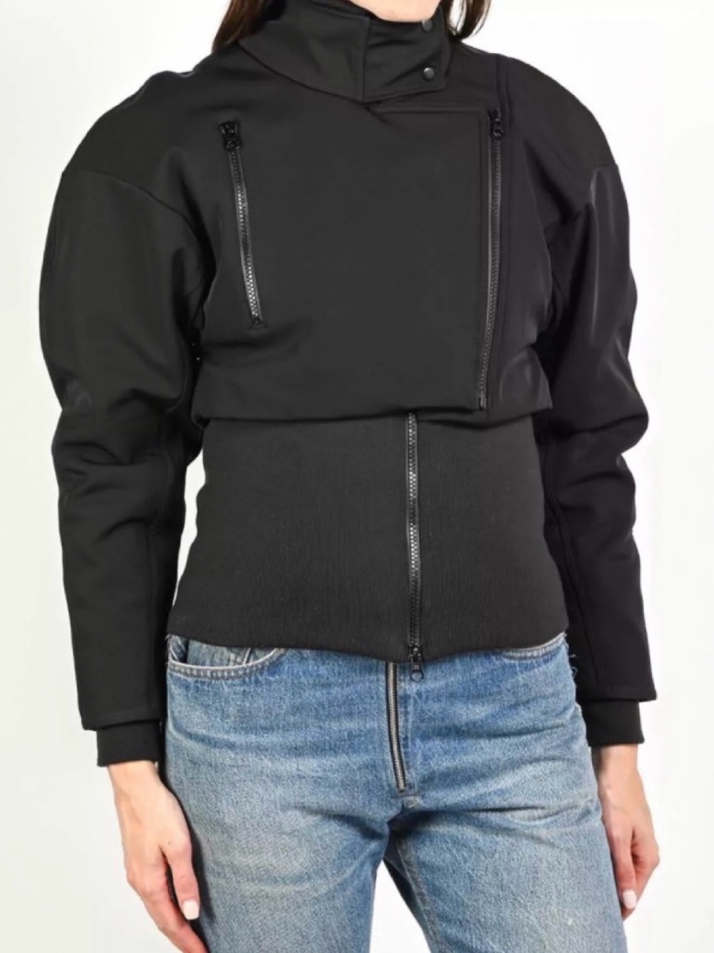 Cropped Black Women's Zip-Front Jacket